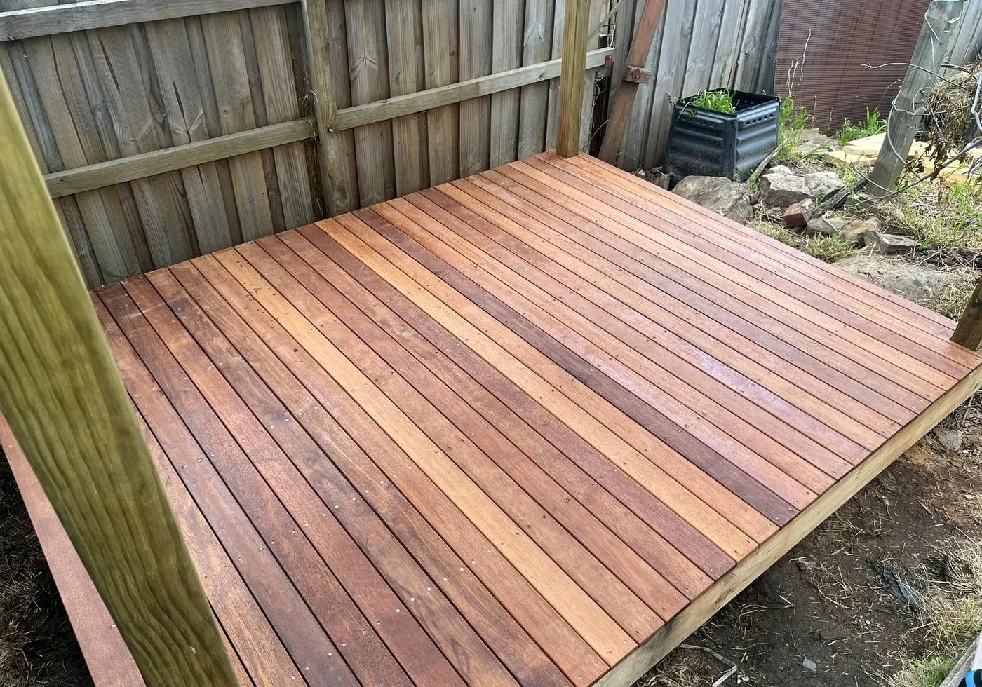 Newly built hardwood deck platform